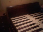 кровать двуспальная, массив сосны, цвет орех