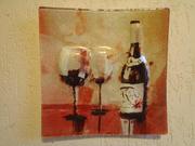 Картина на стекле бокалы с вином