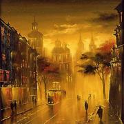 Картина на стекле Львовский трамвайчик