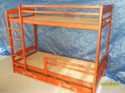 Надежная Двухъярусная кровать с дерева ольхи.